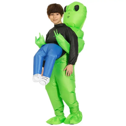 Eeky Halloween Inflatable Alien Costume with mind-bending optical illusion and durable polyester construction