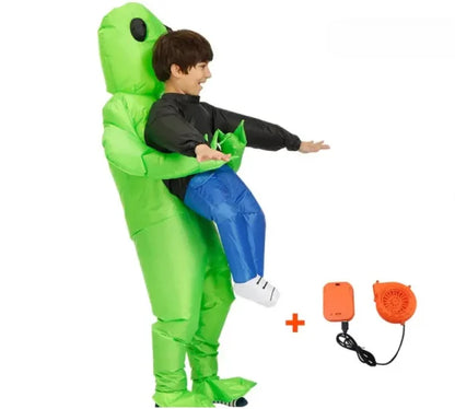 Eeky Halloween Inflatable Alien Costume with mind-bending optical illusion and durable polyester construction