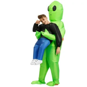 Eeky Halloween Inflatable Alien Costume with mind-bending optical illusion and durable polyester construction