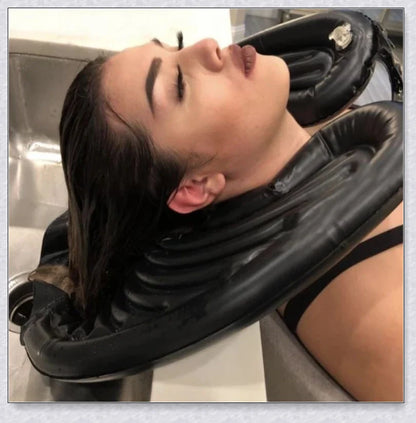 Inflatable Anti Splash Portable Shampoo Tray for easy and mess-free hair washing at home or in a salon setting