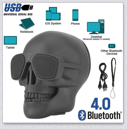 Skull Wireless Bluetooth Speaker with high-definition sound, compact and portable design, and long-lasting battery life