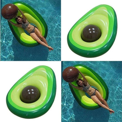 Avocado-shaped inflatable swimming ring pool float made with premium vinyl materials for comfortable summer relaxation