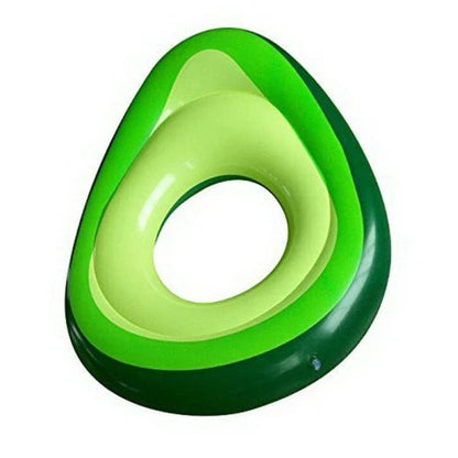 Avocado-shaped inflatable swimming ring pool float made with premium vinyl materials for comfortable summer relaxation