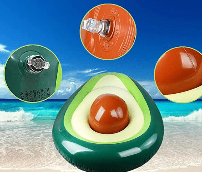 Avocado-shaped inflatable swimming ring pool float made with premium vinyl materials for comfortable summer relaxation