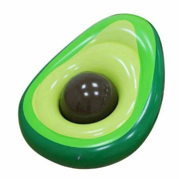 Avocado-shaped inflatable swimming ring pool float made with premium vinyl materials for comfortable summer relaxation