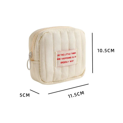 Compact Kawaii Cosmetic Case in Beige - A Stylish and Practical On-the-Go Storage Solution