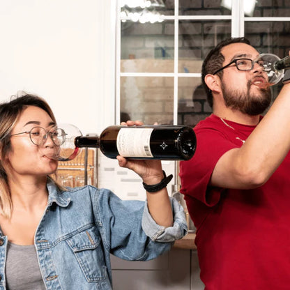 The Wine Glass Topper, a unique and elegant accessory that transforms any wine bottle into a personal wine glass, allowing for gentle aeration and enhanced flavor.