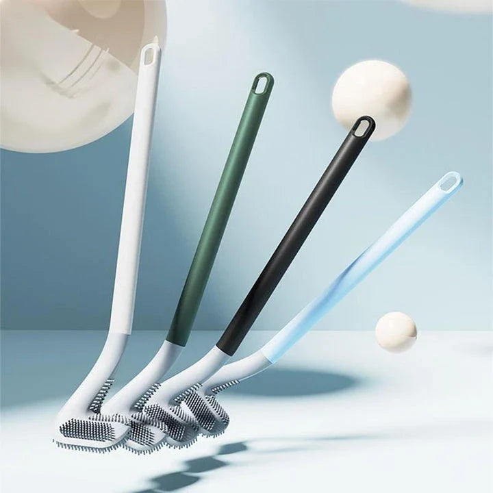 Non-Slip Bendable Long Handle Silicone Toilet Brush for Thorough and Effortless Bathroom Cleaning