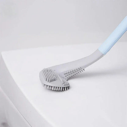Non-Slip Bendable Long Handle Silicone Toilet Brush for Thorough and Effortless Bathroom Cleaning