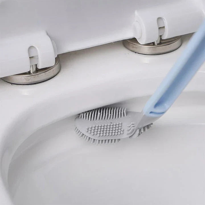Non-Slip Bendable Long Handle Silicone Toilet Brush for Thorough and Effortless Bathroom Cleaning