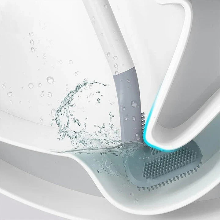 Non-Slip Bendable Long Handle Silicone Toilet Brush for Thorough and Effortless Bathroom Cleaning