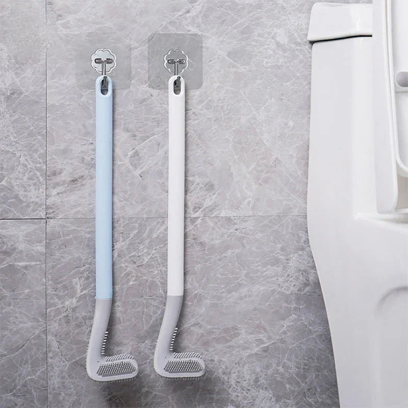 Non-Slip Bendable Long Handle Silicone Toilet Brush for Thorough and Effortless Bathroom Cleaning