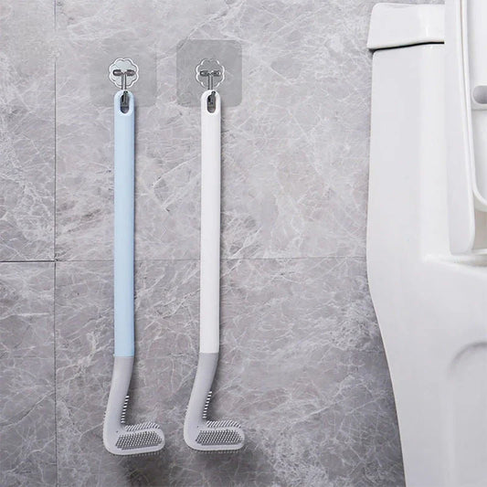 Non-Slip Bendable Long Handle Silicone Toilet Brush for Thorough and Effortless Bathroom Cleaning