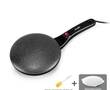 Breakfast Crepe Maker with Spherical Non-Stick Baking Pan for Effortless Crepe Flipping