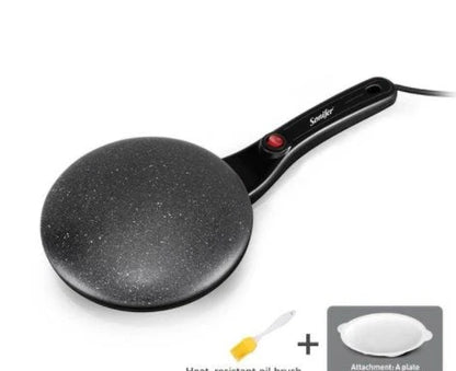 Breakfast Crepe Maker with Spherical Non-Stick Baking Pan for Effortless Crepe Flipping