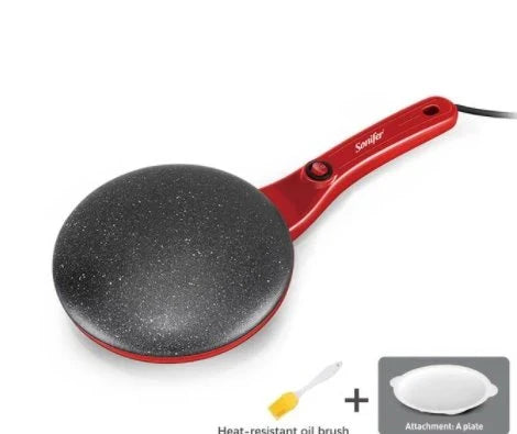 Breakfast Crepe Maker with Spherical Non-Stick Baking Pan for Effortless Crepe Flipping
