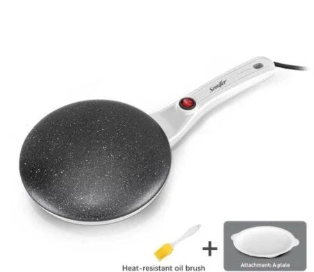 Breakfast Crepe Maker with Spherical Non-Stick Baking Pan for Effortless Crepe Flipping
