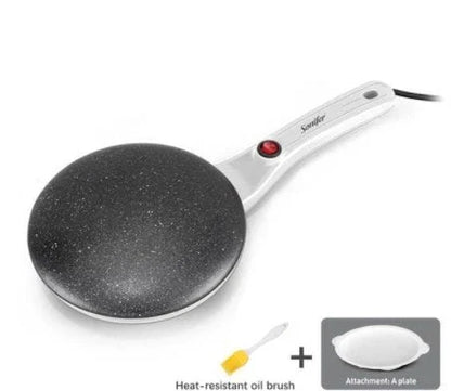Breakfast Crepe Maker with Spherical Non-Stick Baking Pan for Effortless Crepe Flipping