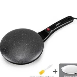 Breakfast Crepe Maker with Spherical Non-Stick Baking Pan for Effortless Crepe Flipping