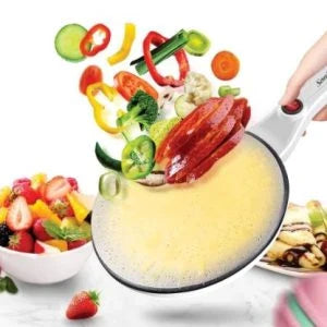 Breakfast Crepe Maker with Spherical Non-Stick Baking Pan for Effortless Crepe Flipping