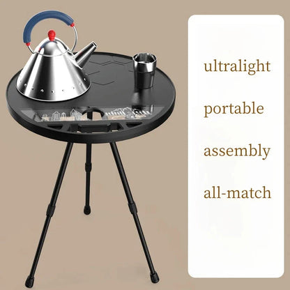 Portable Folding Round Camping Table with Light Stand for Outdoor Activities Like Picnics, Beach Parties, and Barbecues