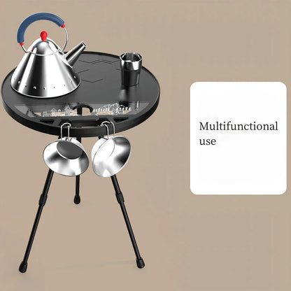 Portable Folding Round Camping Table with Light Stand for Outdoor Activities Like Picnics, Beach Parties, and Barbecues