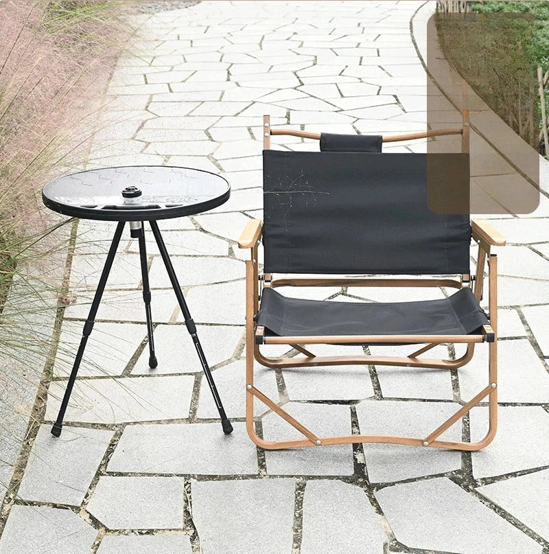 Portable Folding Round Camping Table with Light Stand for Outdoor Activities Like Picnics, Beach Parties, and Barbecues