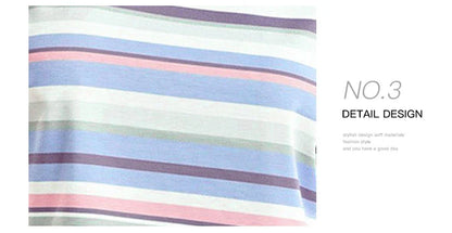 Casual women's suit with colorful striped pattern, featuring European and American-inspired design for comfortable, versatile style.