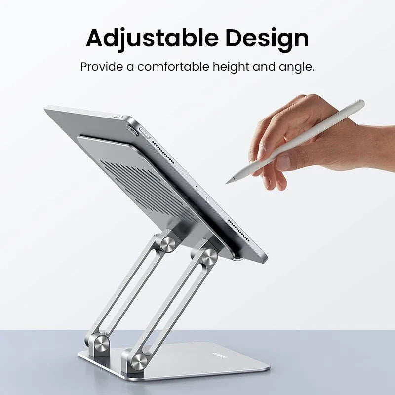 Adjustable aluminum tablet stand with multi-angle adjustment and sturdy, stable construction