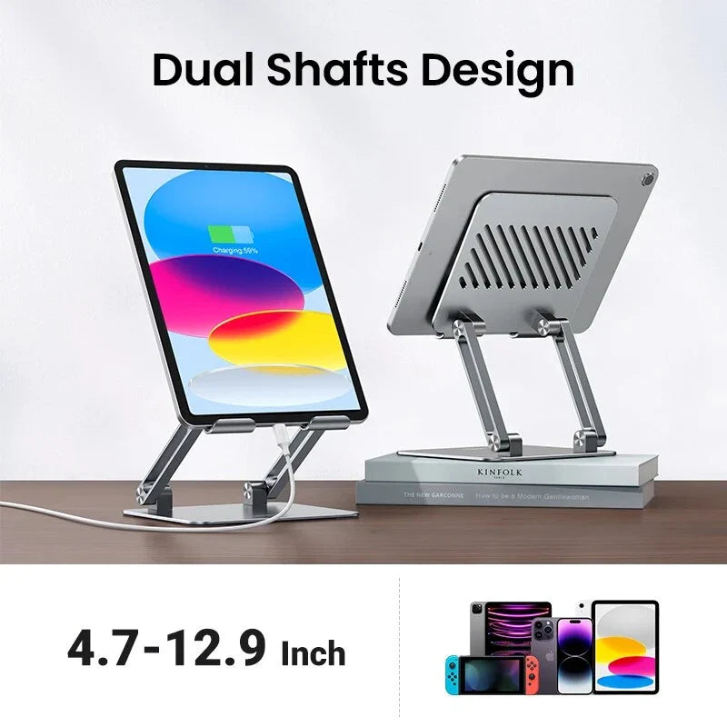 Adjustable aluminum tablet stand with multi-angle adjustment and sturdy, stable construction