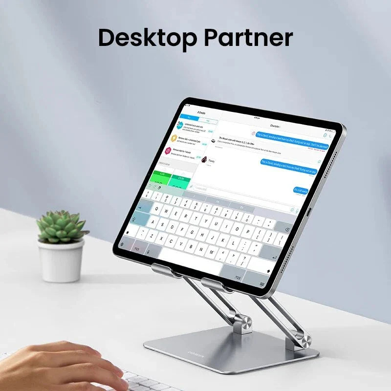 Adjustable aluminum tablet stand with multi-angle adjustment and sturdy, stable construction