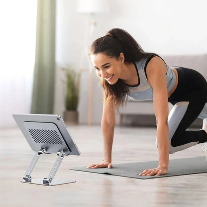 Adjustable aluminum tablet stand with multi-angle adjustment and sturdy, stable construction