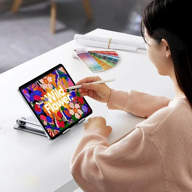Adjustable aluminum tablet stand with multi-angle adjustment and sturdy, stable construction