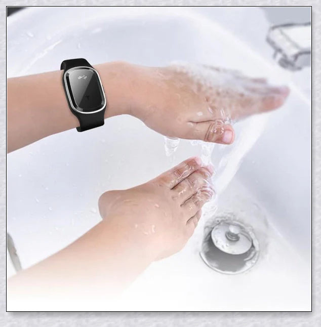 Ultrasonic mosquito repellent bracelet in black, white, and pink colors with a sleek, modern design