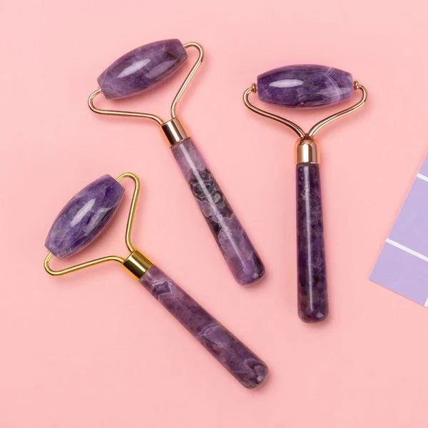 Hhomeenjoy Amethyst Roller - Single and Double-Headed Amethyst Roller Beauty Jade Massager