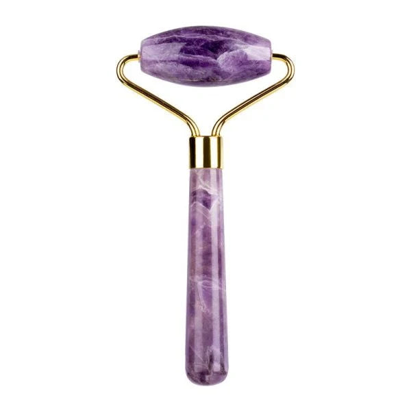 Single and double-headed amethyst roller massager for relaxation and skin rejuvenation