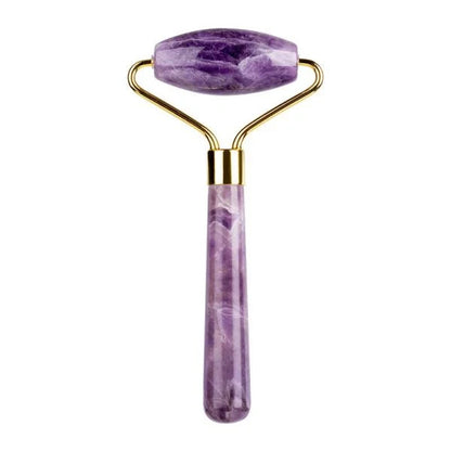 Single and double-headed amethyst roller massager for relaxation and skin rejuvenation