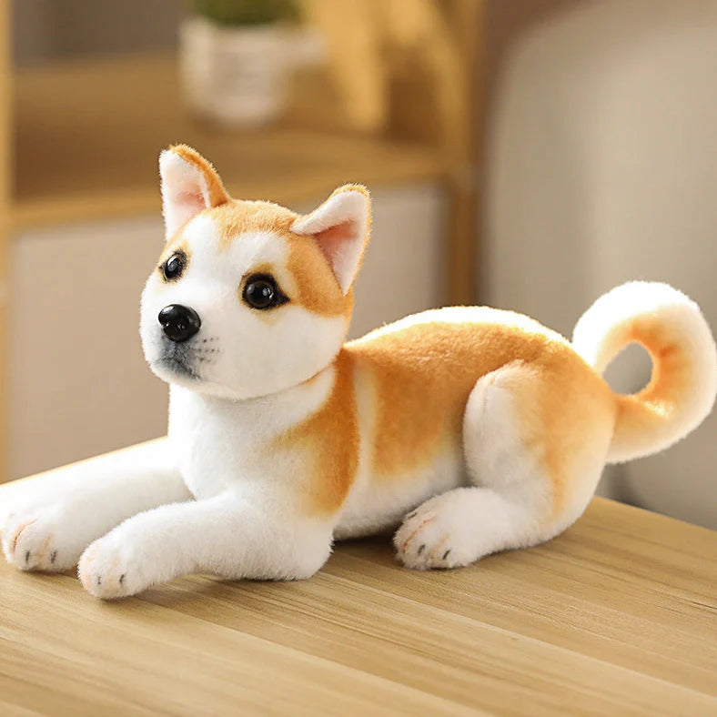Simulation Husky plush toy in sitting posture measuring 25cm height