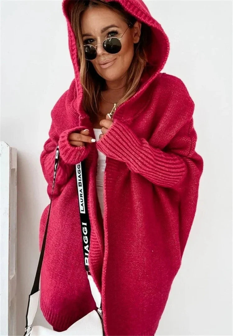Stylish Bat Sleeve Hooded Cardigan for Women in various colors