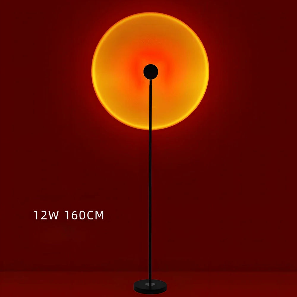 LED sunset atmosphere light with aluminium alloy body and glass shade in sunset red colour
