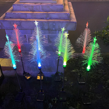 Black solar-powered fibre optic pentagram Christmas light with 90cm flower design for outdoor illumination