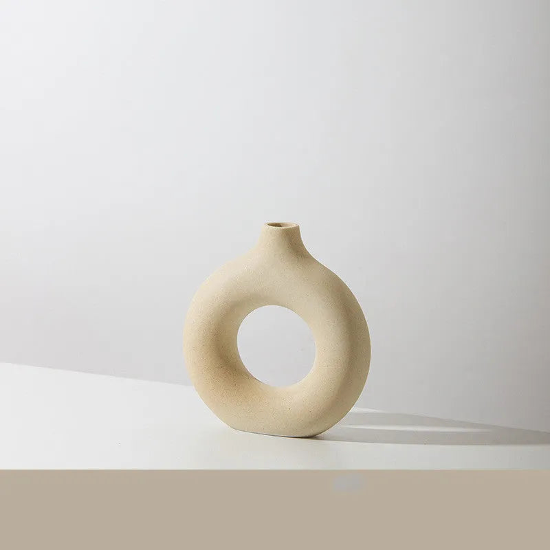 Porcelain biscuit vase with frosted finish in neutral colour option for flower arranging