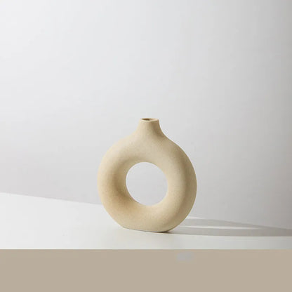 Porcelain biscuit vase with frosted finish in neutral colour option for flower arranging