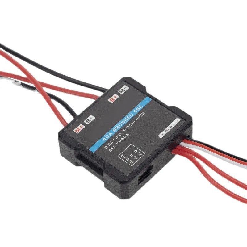Small Boat 40A Miniature Brushed ESC with Two-Way and Climbing Modes for 1/16 and 1/18 Scale RC Vehicles