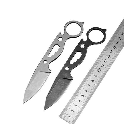 Wilderness Survival Knife with multi-function tail ring and 440C steel blade
