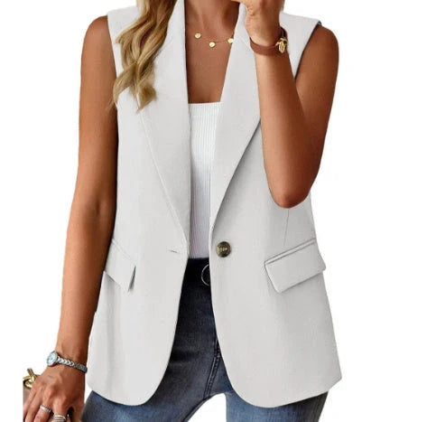 Women's loose fit sleeveless suit vest in various colors