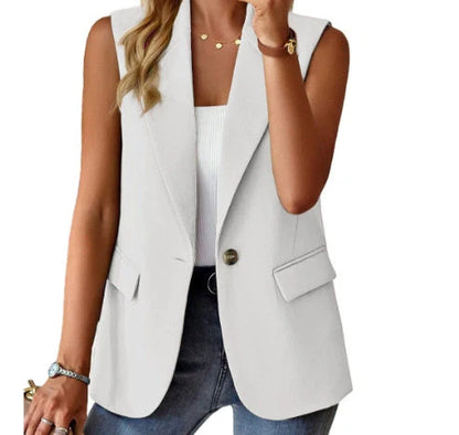Women's loose fit sleeveless suit vest in various colors