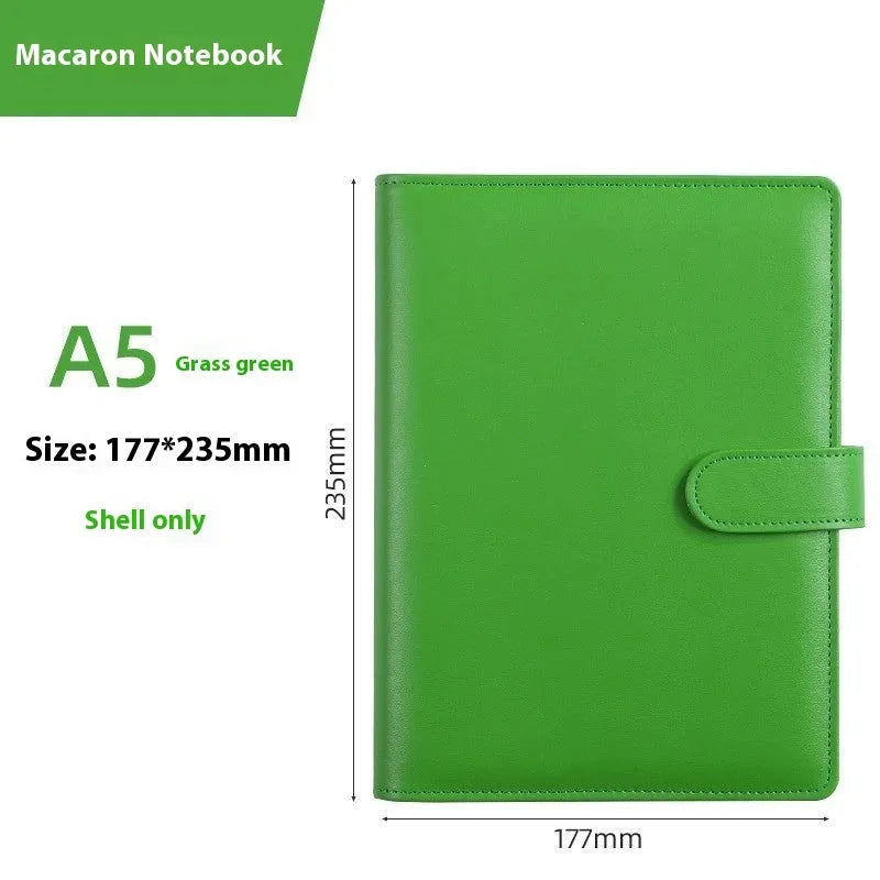 Solid colour A5 PU leather notebook shell with zipper closure in various colour options