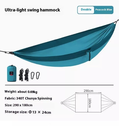 Double anti-rollover hammock swing in orange, grey, or blue for outdoor camping