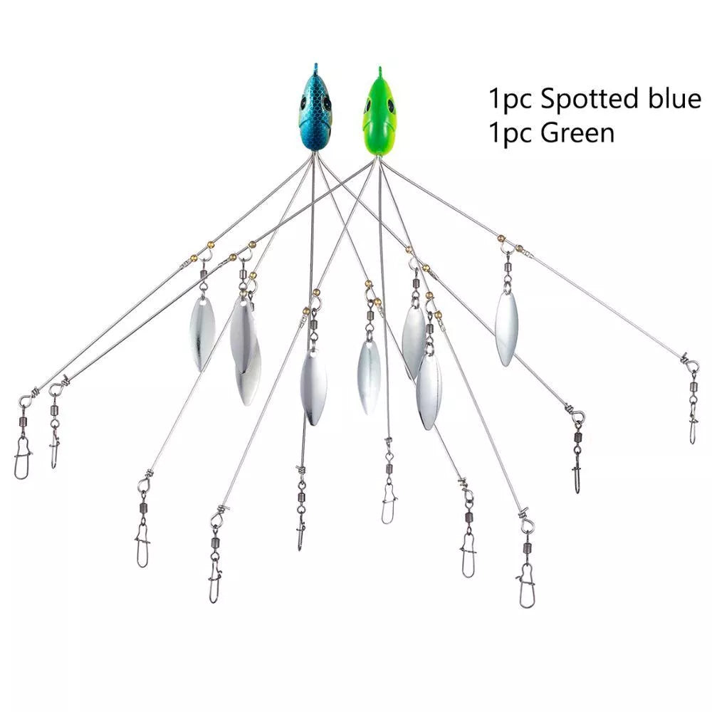 Bassdash Umbrella Fishing Lure with 5 swivels and metal sequins for enhanced fish attraction